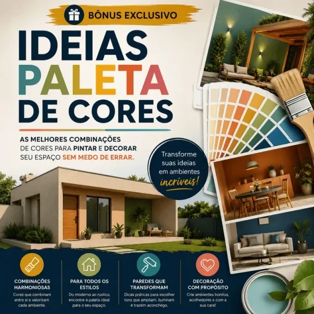 Capa do bônus com paletas de cores para ambientes gourmet