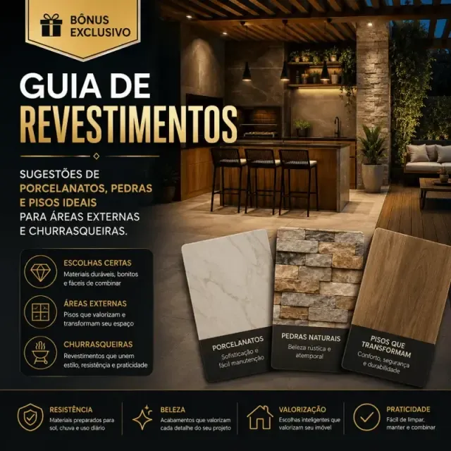 Capa do manual com sugestões de revestimentos para áreas gourmet